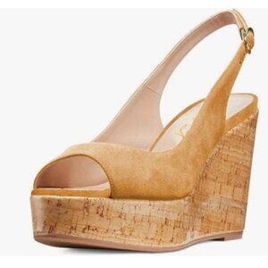 Women Peep Toe Slingback Platform Wedge Sandals High Heel Buckle Open Toe Ladies